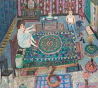 * Fred Yates [1922-2008] - The Boudoir Interior,:- signed twice bottom right, oil on board,