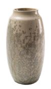 Mougin Freres (Nancy) a pottery vase: of slender oviform decorated with a green crystaline glaze on
