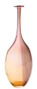 A Kosta Boda Fidji bottle vase: by Kjell Engman of slender elongated form in pale amber,