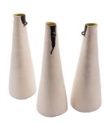 Susan Disley [Contemporary] three stoneware vessels: of slender elongated jug-like form with small