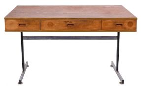 A mid 20th Century Scandinavian teak and chrome desk, circa 1960s:,