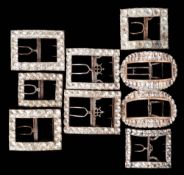 Two pairs of late 18th/early 19th century paste set shoe buckles: together with five single paste