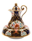 An unusual Spode porcelain cabinet jug, cover and bowl: decorated in Japan pattern 1216,