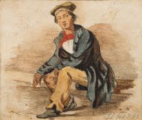 Circle of Thomas Lawrence [1769-1830]- Bothers; a study of two boys,:- pencil and wash drawing, 8.