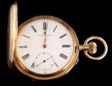 H. Moser & Cie. A '14K' stamped engine turned hunter pocket watch: no.