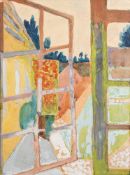 * Zdzislaw Ruszkowski [1907-1990]- View through a Window,:- watercolour and mixed media,