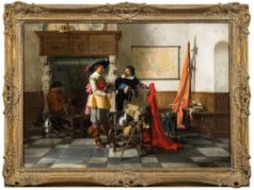 Pieter Alardus Haaxman [1814-1887]- News from the Front,-: signed oil on canvas, 56 x 80cm.