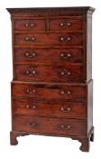 A George III mahogany chest on chest:,