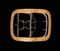 A 19th Century French gold and steel shoe buckle,