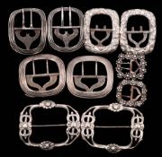 A pair of Victorian silver and steel garter buckles, maker Yapp & Woodward, Birmingham,
