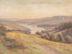 Georgina de l'Aubiniere [1848-1930]- The Fowey Estuary,:- signed, oil on board, 28 x 37cm.