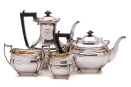 An Edward VII silver four-piece tea and coffee service, maker Charles Boyton & Sons, London,