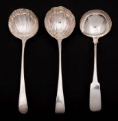 A George III silver Fiddle pattern sauce ladle, unknown maker, Dublin,