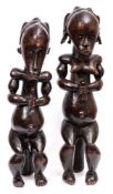 Fang (Gabon) a pair of carved wood Bieri reliquary guardian figures: male and female,