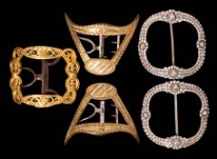 A pair of Austro-Hungarian silver shoe buckles, Vienna, 1805: with steel cut decoration,