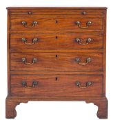 A George III mahogany rectangular chest:, of small size, the top with a moulded edge,