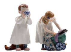 Two Meissen porcelain figures of children: modelled after the originals by Konrad Hentschel
