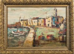 * Alexis Gritchenko [1883-1977]- A harbour on the continent,:- signed bottom right oil on board,