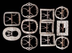 Three pairs of late 18th/early 19th century paste set shoe buckles: together with five single paste