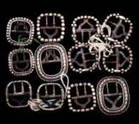 A set of four early 19th century silver garter buckles, maker JW possibly Joseph Willmore,