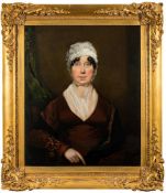 English School 19th Century - Portrait of a lady,:- half-length seated,