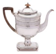 A George III pedestal coffee pot, maker Peter & William Bateman, London,