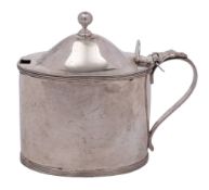 A George III silver mustard pot and cover, maker John Emes, London, 1799: initialled,