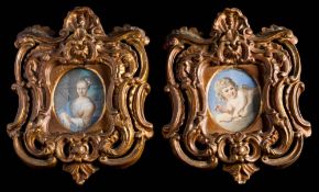 Catharina Sperlingin - Heckel [1699-1741]- Miniature portrait of a lady, possibly a self-portrait,