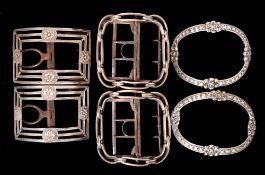 A pair of George III Irish silver and steel shoe buckles, maker WH, Dublin,