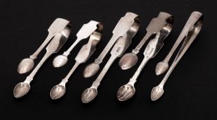 A pair of Victorian Irish silver sugar tongs, maker James le Bass, Dublin,