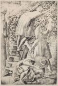 * Stanley Spencer [1891-1959]- Aunt Jenny's Garden,:- photo-lithograph, titled,