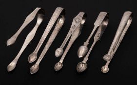 A pair of George III silver sugar tongs, maker, Joseph Willmore, London, 1819.