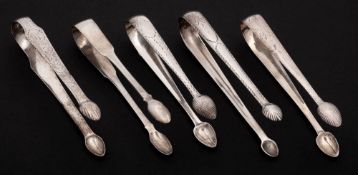 A pair of George III Irish silver sugar tongs, maker Jonas Osborne, Dublin,