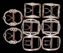 A pair of George III silver and steel shoe buckles, maker Thomas Wallis II, London,