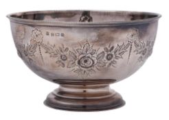 A George V silver pedestal rose bowl, maker J Sherwood & Sons, Birmingham,