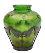 A Continental art glass vase: of moulded baluster form,