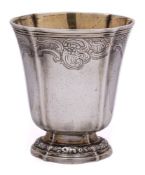 A 19th century Continental silver tumbler, stamped marks: of oval outline,