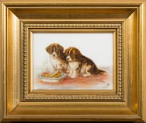 Bessie Bamber [19/20th Century]- Puppies and their dinner,