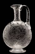 A Stourbridge 'Rock Crystal' glass claret jug,