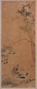 A Chinese painting of ducks, signed Shao lin: in a landscape with flowering plants, signed,
