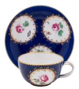 A Doccia tea cup and saucer: with entwined stalk handle,
