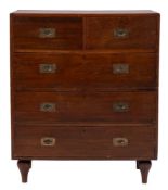 A 19th Century teak Military chest: in two parts,