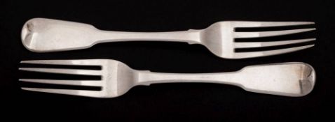 A pair of George III silver Fiddle pattern table forks,