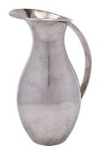 A Mexican sterling silver wine ewer, stamped marks: of ovoid outline with slender curved handle,