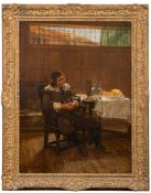 Edgar Bundy [1862-1922]- A Quiet Nap,-: signed and dated 1887 oil on canvas, 65 x 50cm.