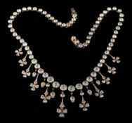 A 19th Century paste-set fringe necklace: in the Georgian style composed of graduated,