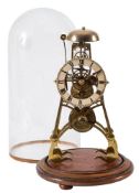 A Victorian passing-strike skeleton clock: the eight-day duration timepiece fusee movement having