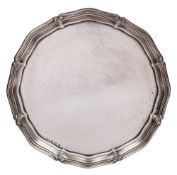 A George V silver salver, maker J Hill & Co, Birmingham, 1931: of plain circular form,