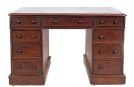 A Victorian mahogany pedestal desk:,