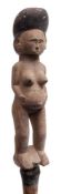A Yombe tribe (Republic of Congo) authority staff: carved in the form of a pregnant female figure,